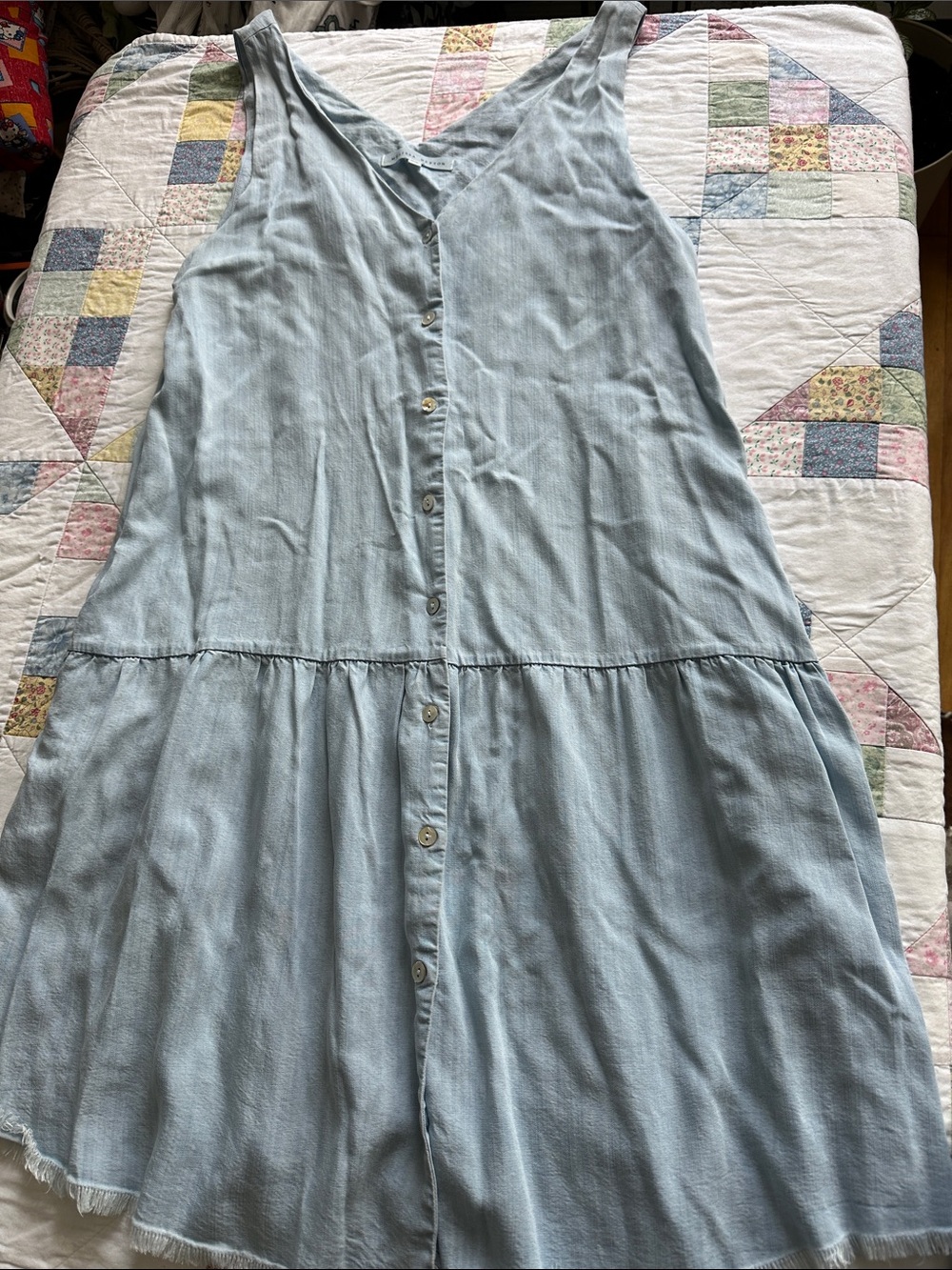 X—MELISSA NEPTON Light Blue Denim-Style V-Neck Dress